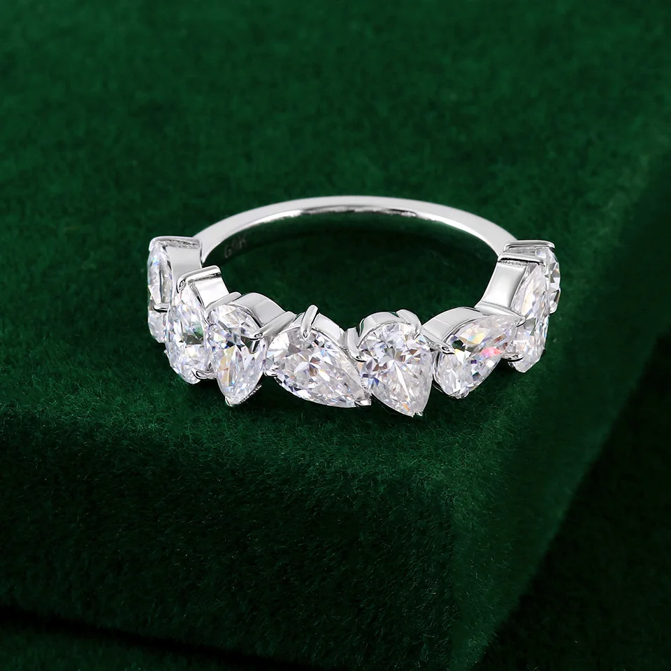 Lerca Hot Sale Pass Diamond Tester 4x6mm Pear cut Wedding Band 10k 14k 18k Solid Yellow Gold Engagement Moissanite Diamond Ring