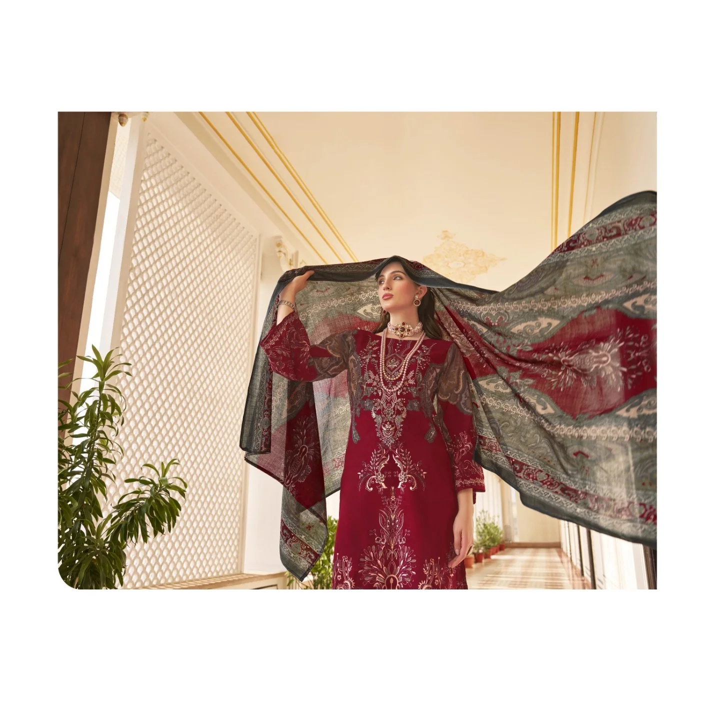 Pure Viscose lATEST Rayon Digital Print with Exclusive Heavy Self Embroidery Pakistani Salwar Kameez Girls Partywear Collection