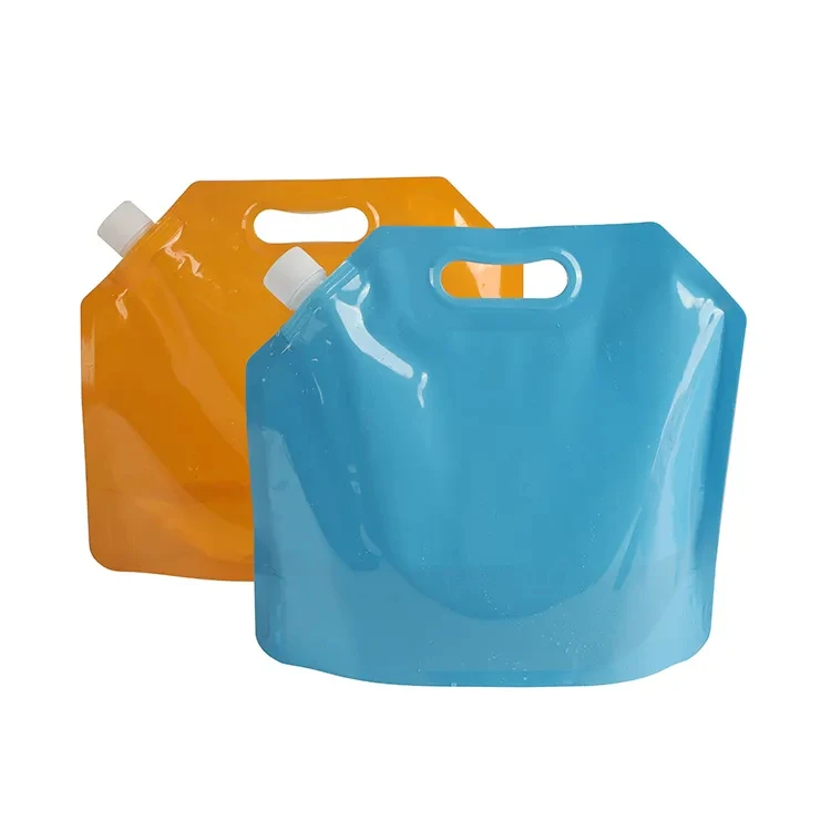 Wholesale 1.5L 3L 5L spout pouch foldable outdoor grains drink plastic bags for water storage with handle