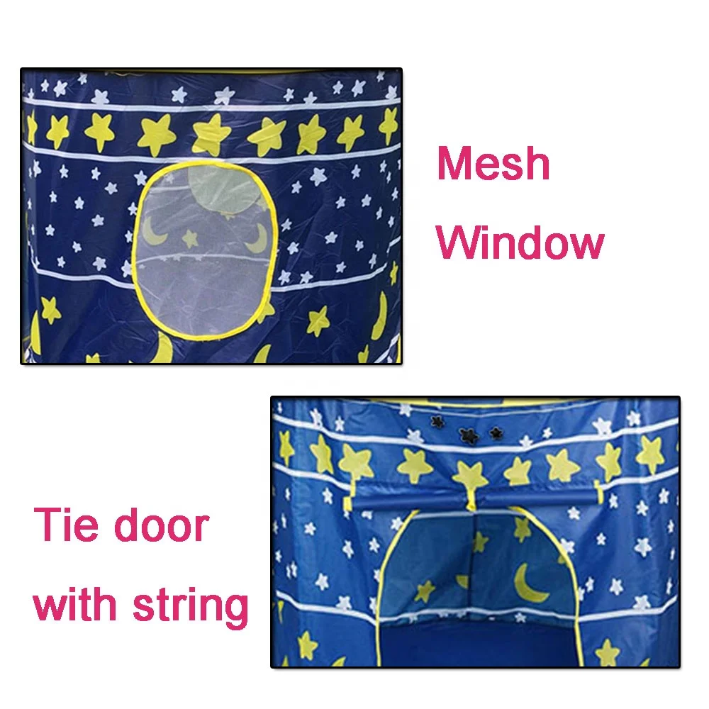 Wholesale price star moon castle tent with carry bag eash folding castle pop up tent Indoor outdoor castle tent blue color