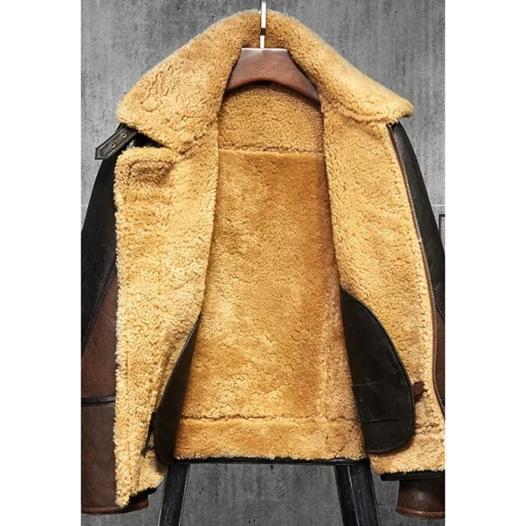 Sheepskin Dunkirk Shearling Bane Aviator Fur Bomber Coat Leather Jacket Men Flight Warm Filling Winter Wear Coat Jacket Price