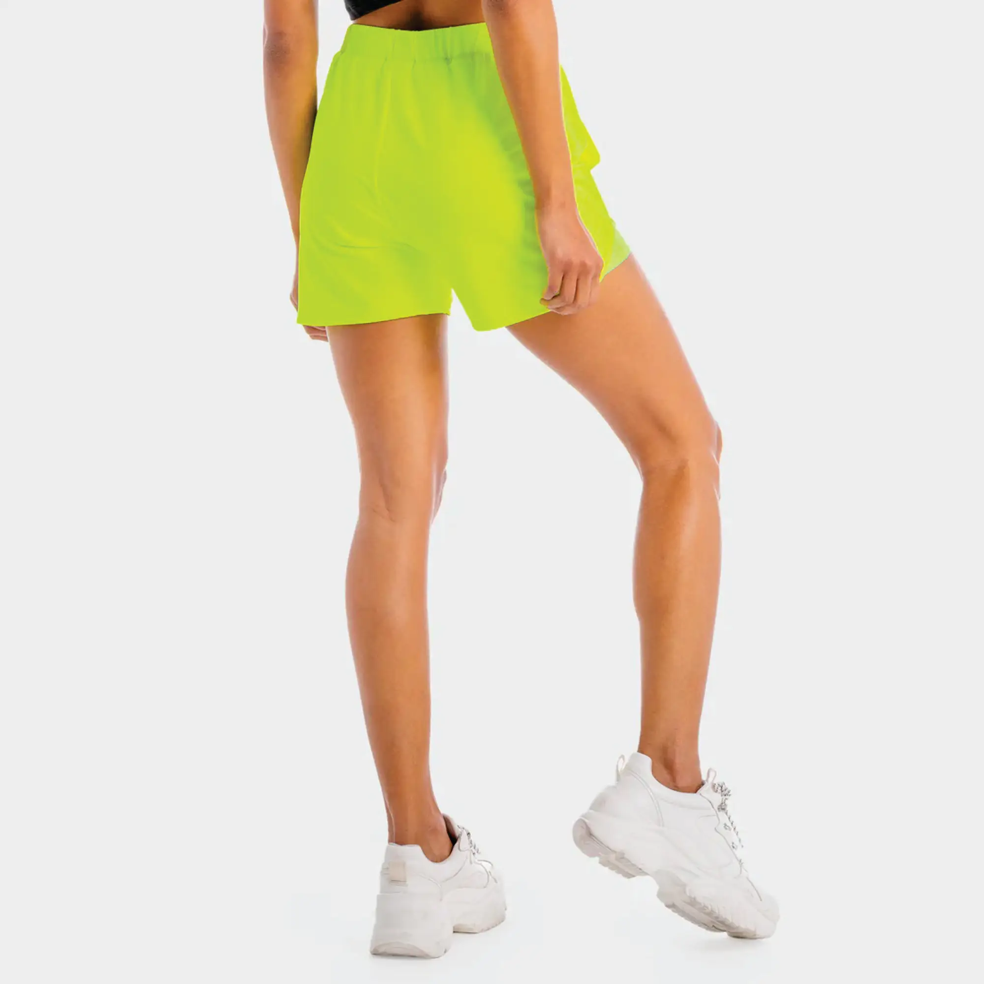 Lightweight 4 Way Stretch Fabric 90% Polyester 10% Spandex Elasticated Waist Neon Women Core 2 In 1Breathable Shorts