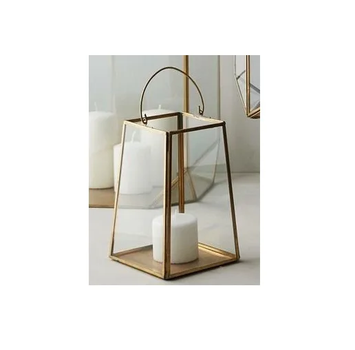 Brooks Cross Bar Steel & Glass Lanterns Hanging Outdoors Indoors Wind Lantern Light Holder Eid Mubarak Lamp Ornaments Decoration