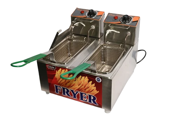 Buy Stainless Steel Made Deep Fryer with Double Table Top 5Ltr Capacity Light Fryer For Commercial Uses Low Prices