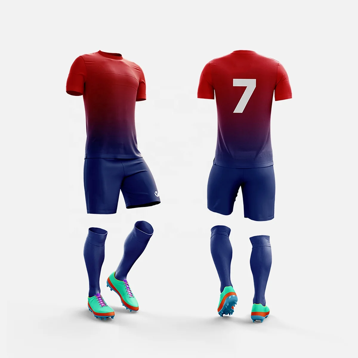 Custom OEM Adult Men France Blue Soccer Jerseys Shirt Kit Football Uniforms Set Soccer Tracksuit with Logo