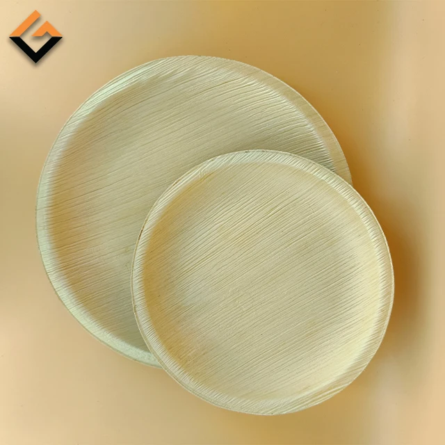 10 Inch Round Areca Palm Leaf Disposable Plates for Wedding Compostable Eco Friendly Palm Leaf Plates Set Biodegradable Plate