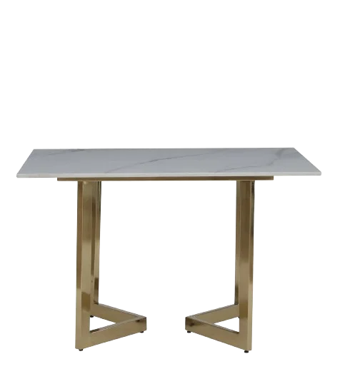 Luxury Industrial Euro Kitchen Modern Gold Metal Leg Rectangular Square Marble Dining Table Set Modern