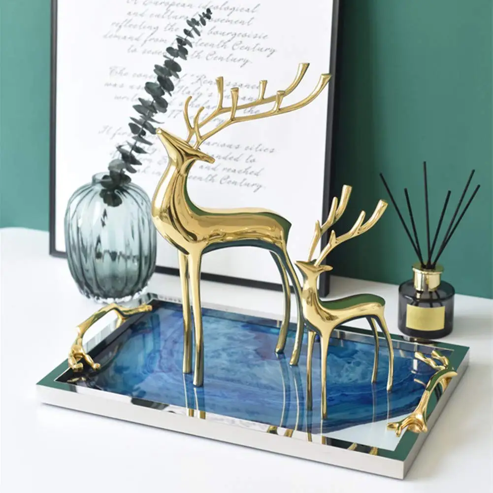 Rein Deer Shape Aluminum Tabletop Sculpture Accent for Living Drawing Bedroom Shelf Showcase Table Home Decor