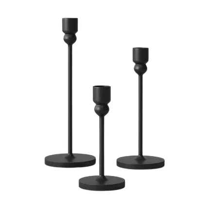 Big Size Sleek Design Handmade Black Powder Coated Finishing Metal Candle Holder Decorative Lighting for Home Set of 3