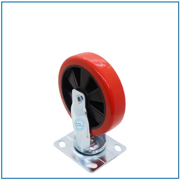 4 Inch Medium Heavy Warehouse Duty Black PP Core Red Polyurethane Revolving Castor Wheels For Trolley