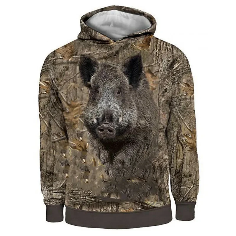 2023 Top High Quality Boar Hunting sublimation 3D printing Long Sleeve plus size custom label men Hoodie
