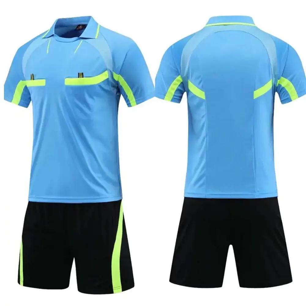 Factory Direct Referee Uniforms  Quick Dry Blank Soccer Referee Jersey Custom Made Logo Football Referee Uniforms