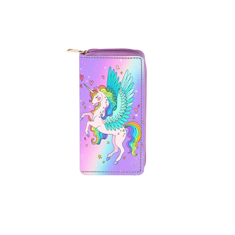New Unicorn PU wallet women cute coin purse long zipper leather wallet for women