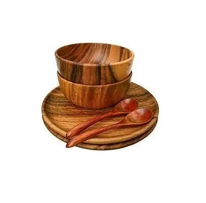Latest piece wooden dinner set exclusive quality plates and mini bowl for customized size wooden dinner set