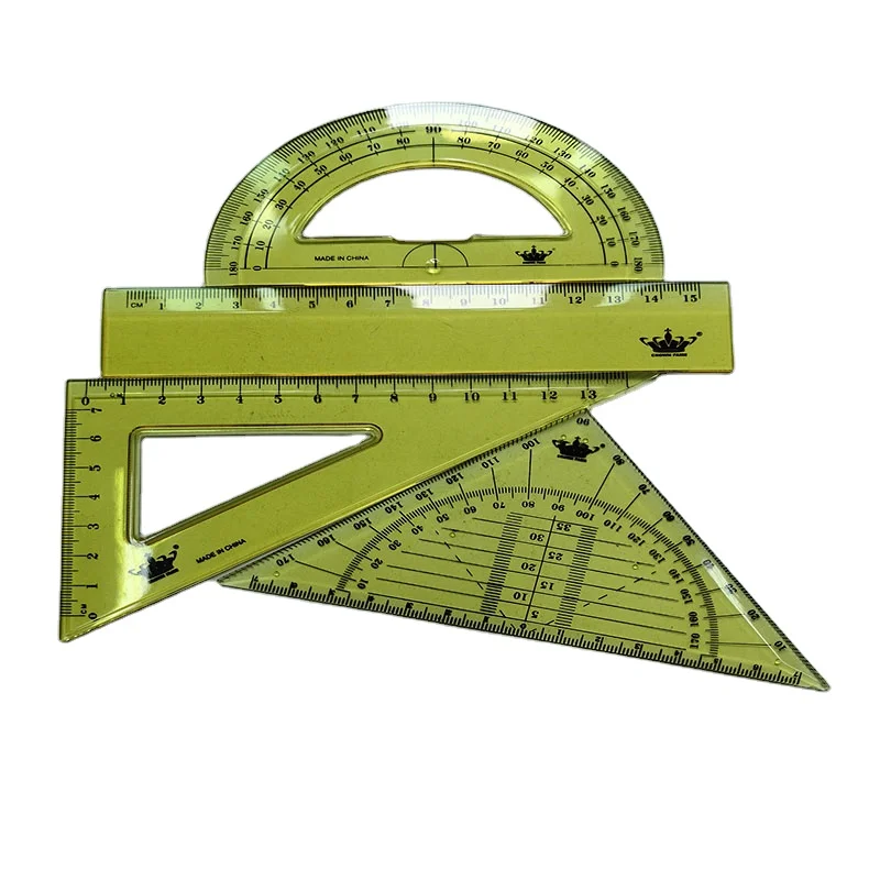 Custom School Stationery Plastic Protractor with stencil 180 Degree Ruler Set