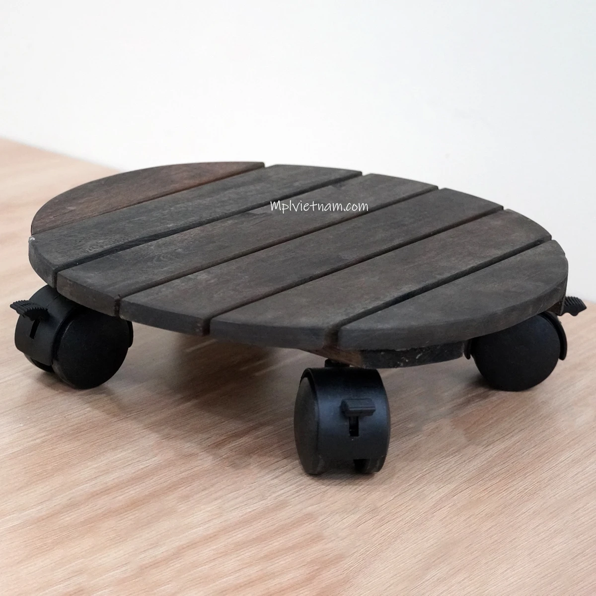 Дешевая заводская цена новый дизайн деревянный портативный Круглый лоток для тележки с запираемыми колесами