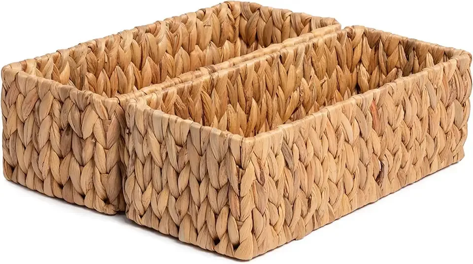 Modern Home Decor Hyacinth Tray Basket Water Hyacinth Woven Straw Basket Seagrass Rattan Gift Tray from Factory for Toys