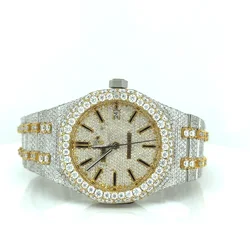 Luxury Gold Plated Iced Out Watch 925 Sterling Silver VVS Moissanite Diamond Hip Hop Mechanical  Watches For Men