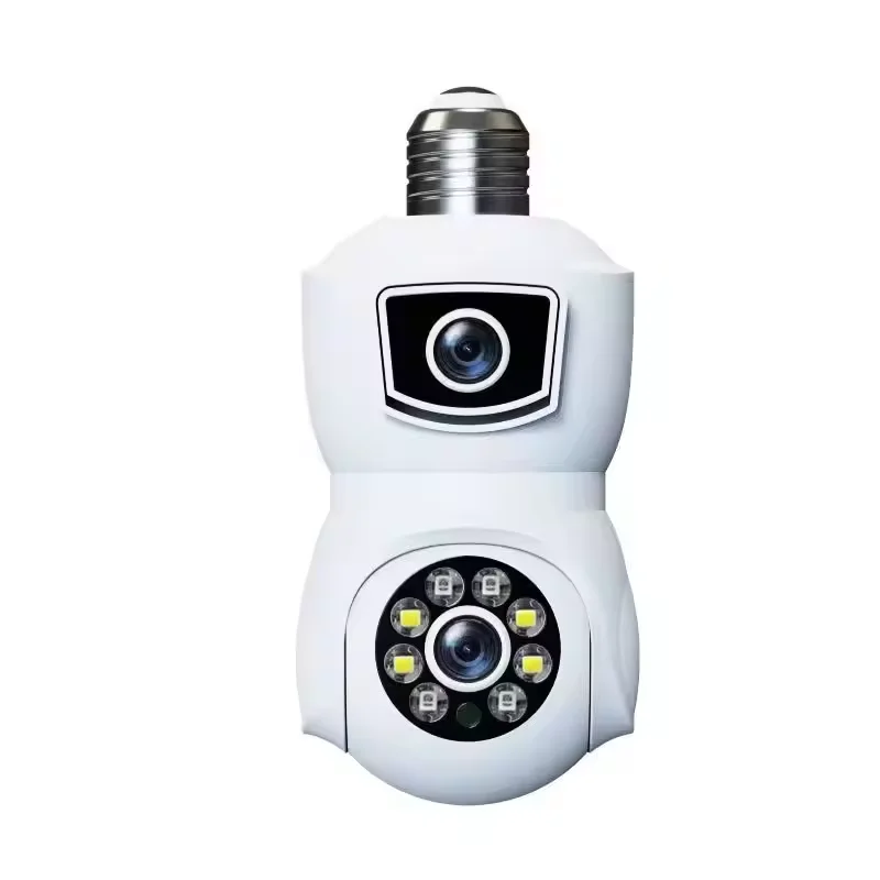 Dual Lens Light Bulb Security Camera 4MP Outdoor Wireless WiFi IP Camera Smart 360 PTZ Auto Tracking E27