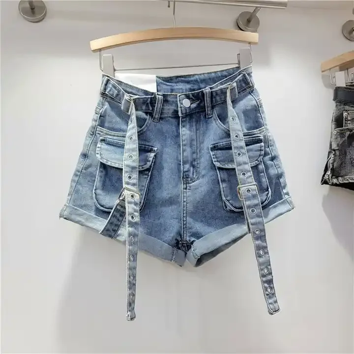 2023 New Arrivals brocken hole Women Denim Summer Shorts bale Zipper Fly Pockets Frayed Raw Ripped Denim short jeans for women