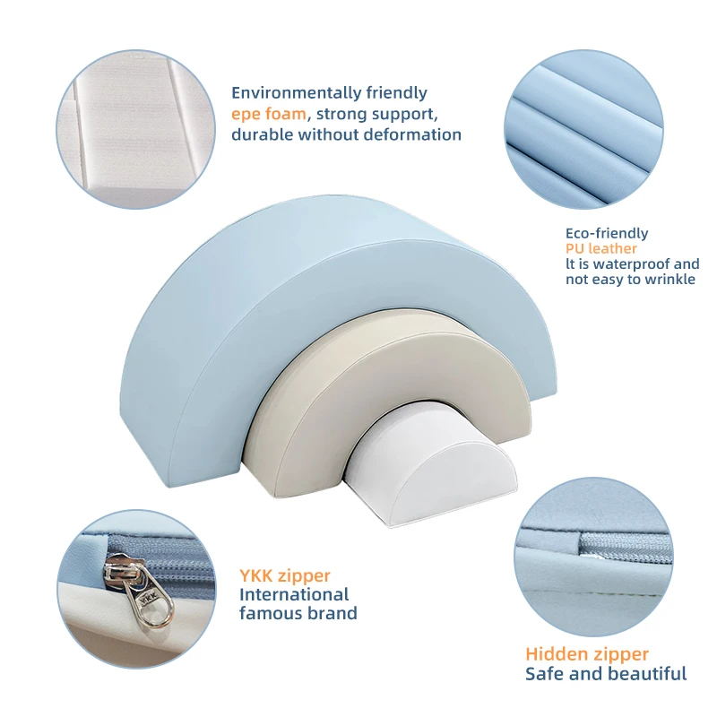 Pastel color soft playground equipment soft climbing arch toddler rainbow climber bridge