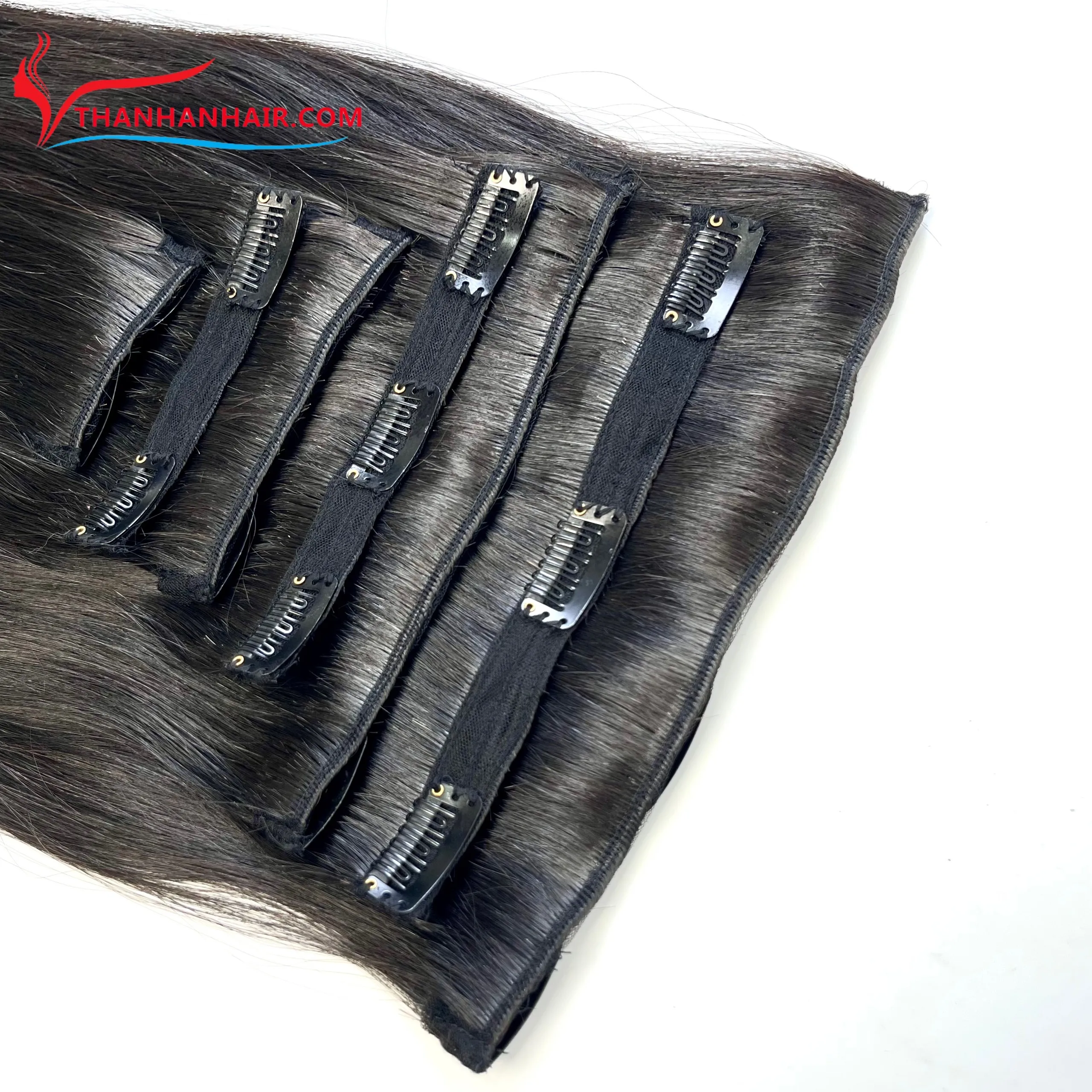 Natural Straight Clip In hair Double Drawn 100% Vietnamese Human Hair Extensions No Shedding No Tangle No Chemicals