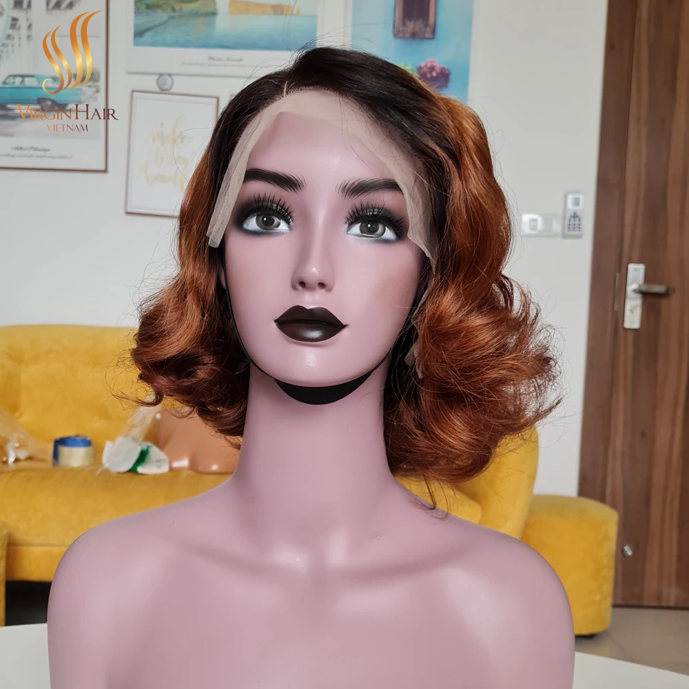 Super Double Drawn Vietnamese Hair Natural Wavy Short Hd Lace Frontal Raw Cambodian Hair Wig