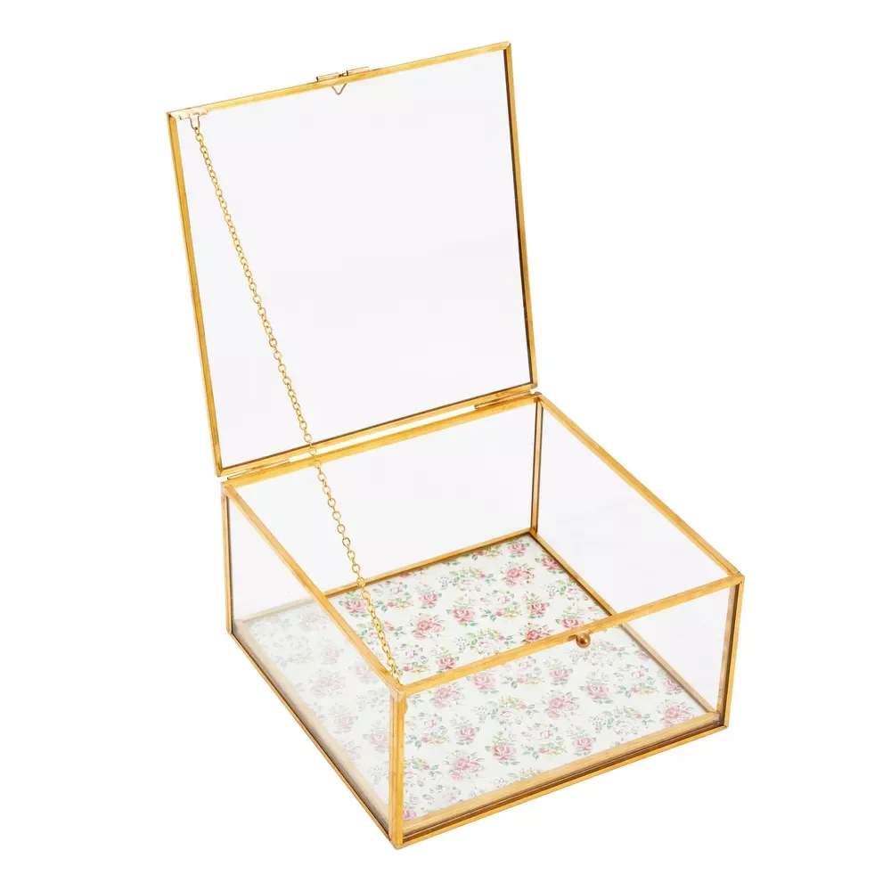 Modern Home Decorative Jewelry Box Table Mirror with Gold Rim Mini Drawers Elegant Women Dressing and Accessories Storage Box