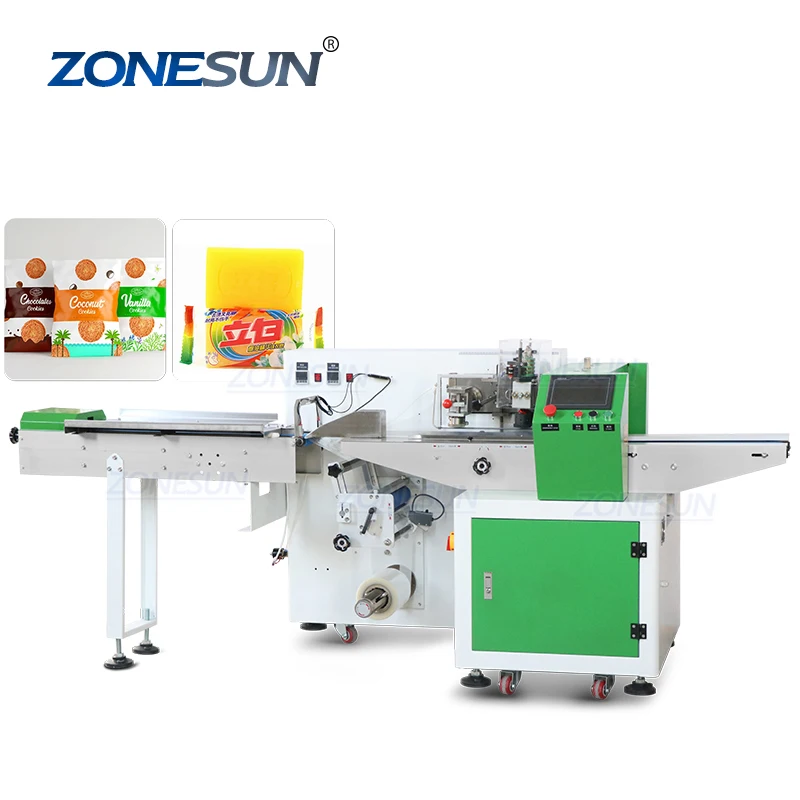 ZONESUN ZS-ZB350X Automatic Servo Motor Toilet Soap Cookie Candy Horizontal Pillow Flow Packing Machine