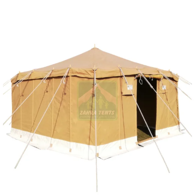 Outdoors Cotton Canvas Deluxe Camping Tent Living Room Glamping Luxury Khaki Deluxe Tent New Design Deluxe Tent