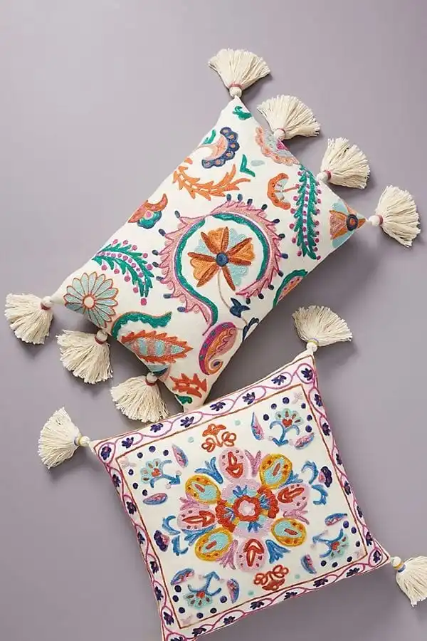 Beautiful Multicolor Geometric Design Cotton Tassels Handwoven Bedroom Pillow Cushion Cases Bed Sofa Home Decoration-Online Shop