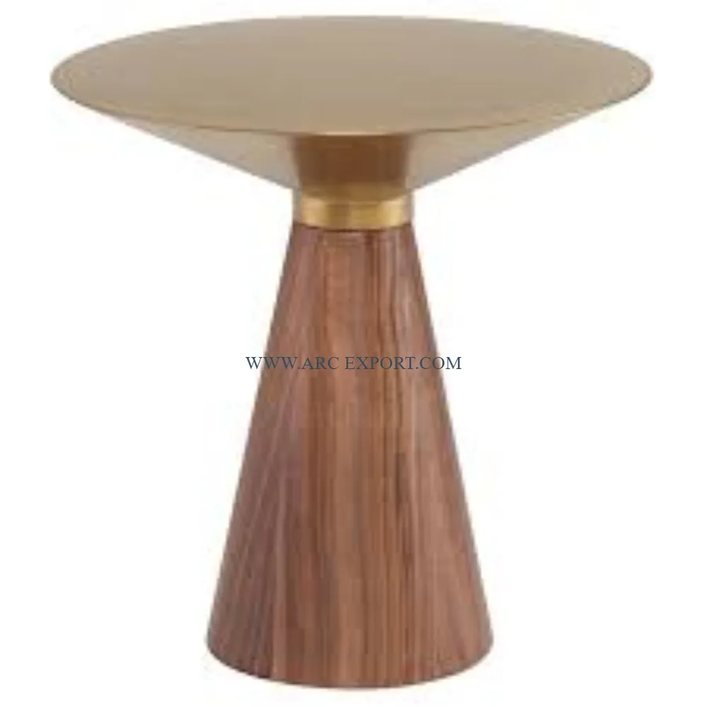 Bamboo Wood Base and Metal Gold Plated Top Coffee Side Table With Highest Quality Large Size Metal Coffee Side Table From Indian