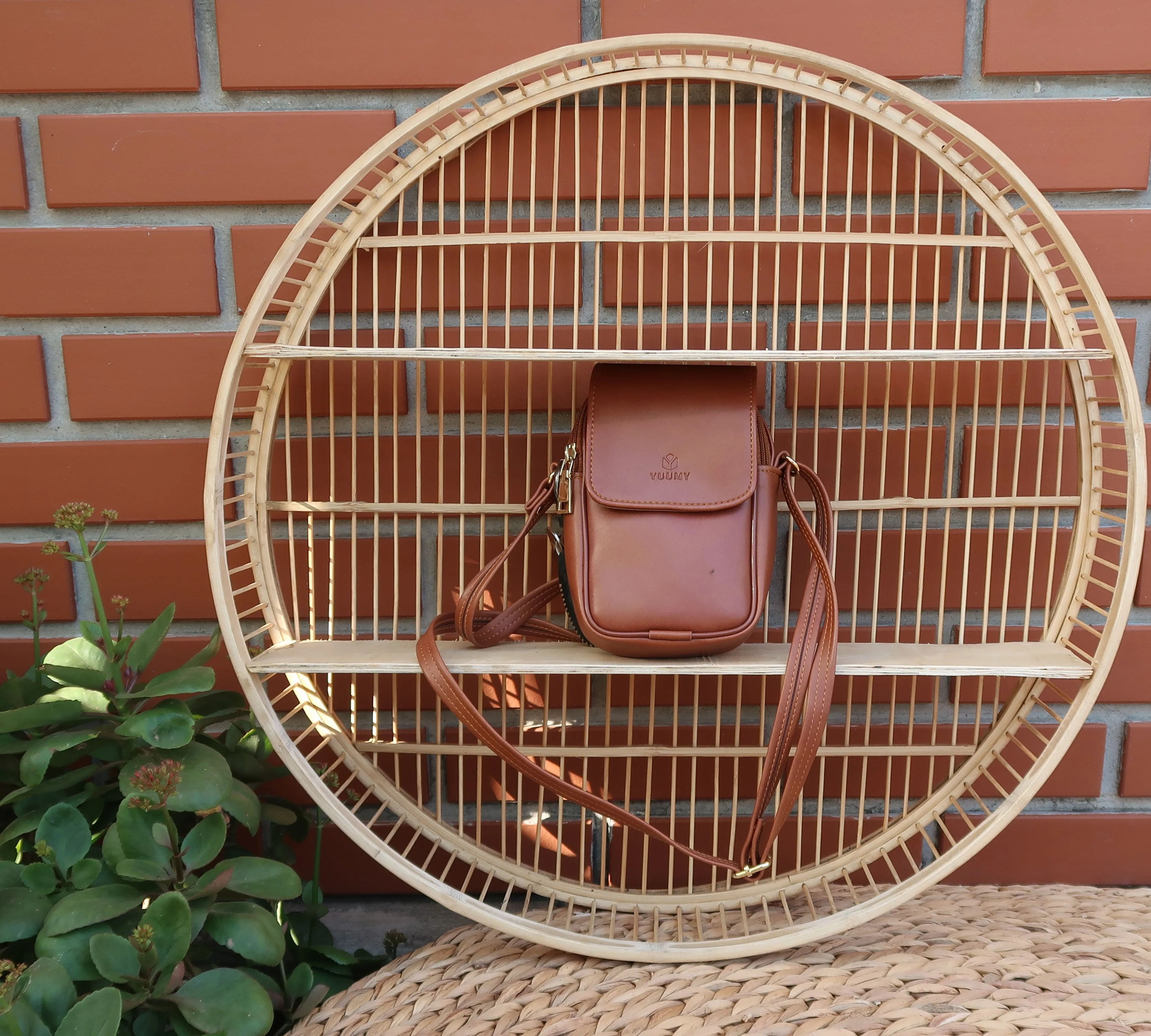 2024 Wall selling natural rattan 2-tier round wall shelf, ideal for storage and creating a cozy atmosphere made in Vietnam