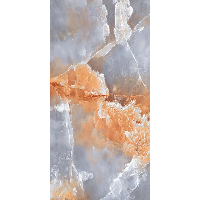 Latest Collection of onyx golden with super glossy effect polished porcelain floor tiles and marble finish from Arkiton company