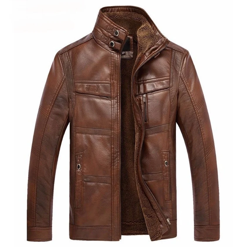 New Leather Jacket Men Coats Brand High Quality Leather Jacket Outerwear Men Business Winter For Male Jacket Fleece