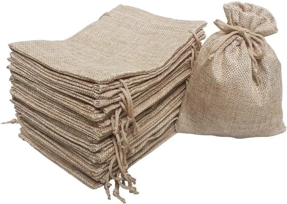 jute drawstring bag drawstring closure easy to open and close durable recyclable ecofriendly natural bag with customized logo