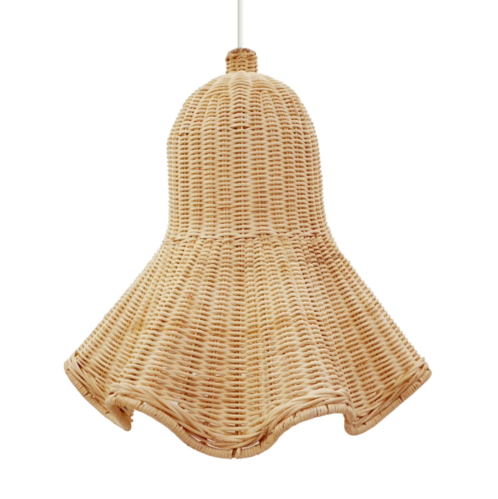 Unique design item hand wicker trumpet flower rattan lampshade handmade rattan chandelier hanging ceiling for island kitchen bar