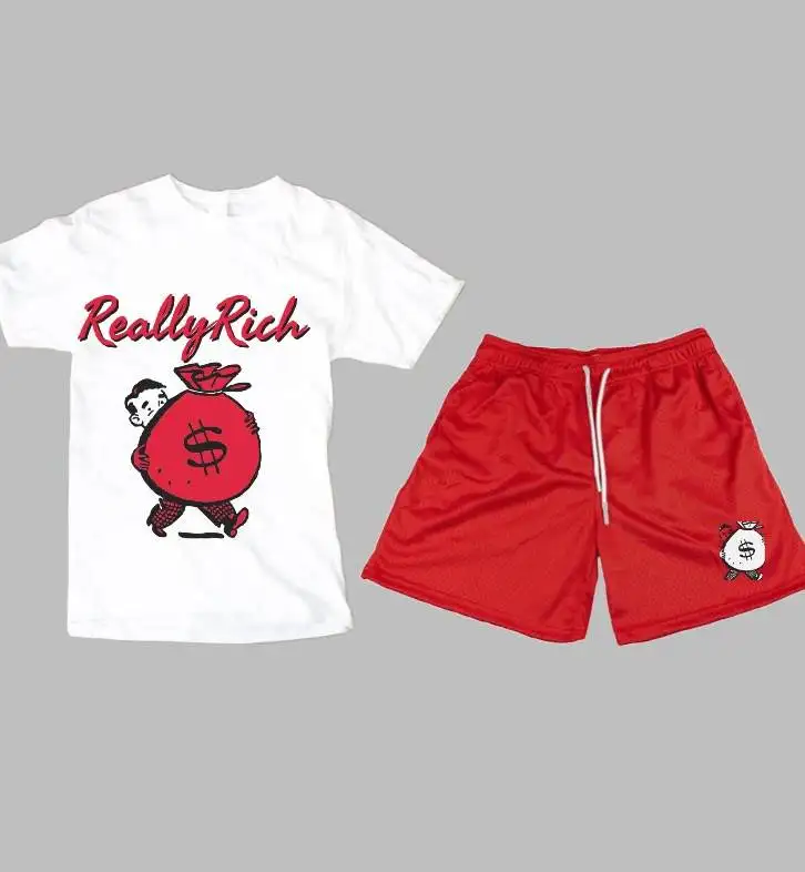 Factory direct Sale kids t shirt and short set with New Print Design For summer wear