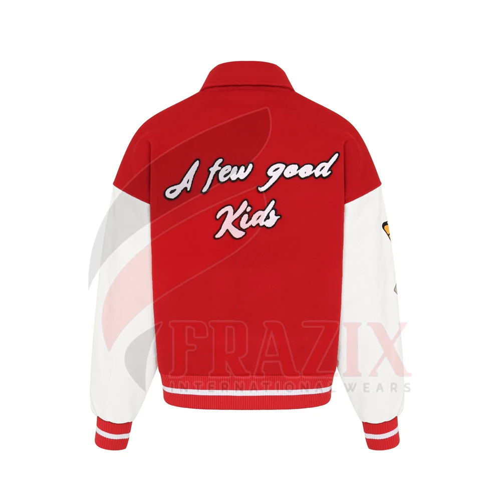 Fully Customized Embroidery Football Jacket Leather Bomber Oem Jacket Wool Embroidery Logo Baseball Jacket