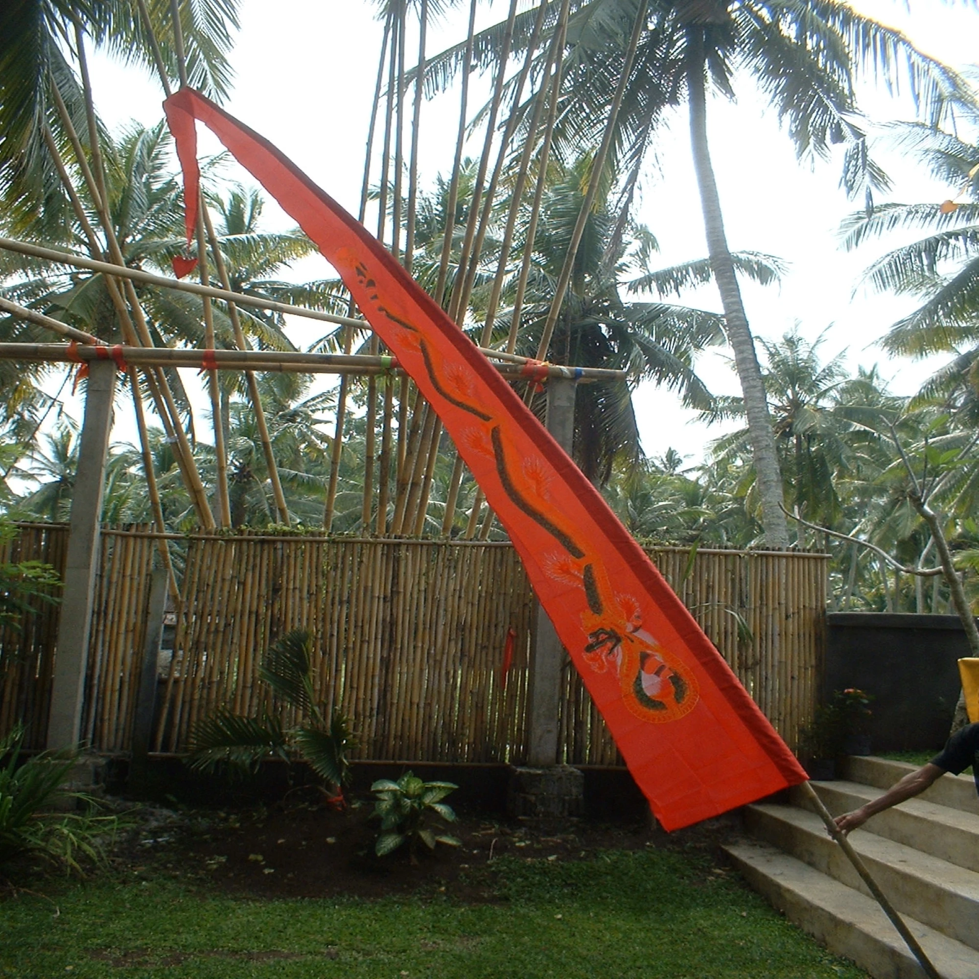 Bali Temple Flag Handcrafted Wood Craft Wooden Box Wall Sign Decorative Art