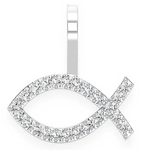 New High Quality Lab Grown Diamond Fish Pendant Trendy Cluster Iced Out Pendant Micro Pave Diamond Christian Fish Pendant