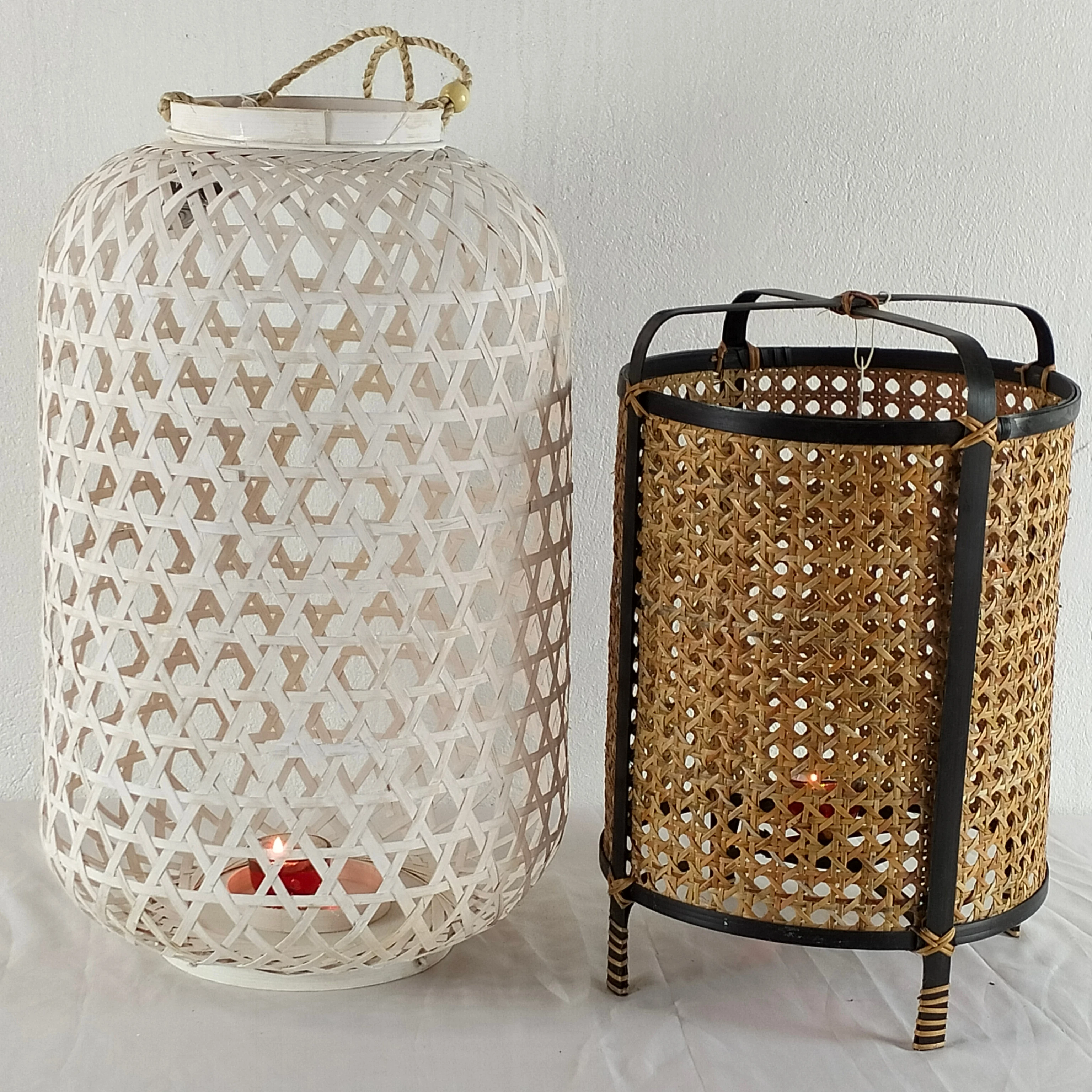 Rattan Bamboo Candle Holder Decorative Candlestick Candle Stand for Living Room Home Outdoor Party Decor