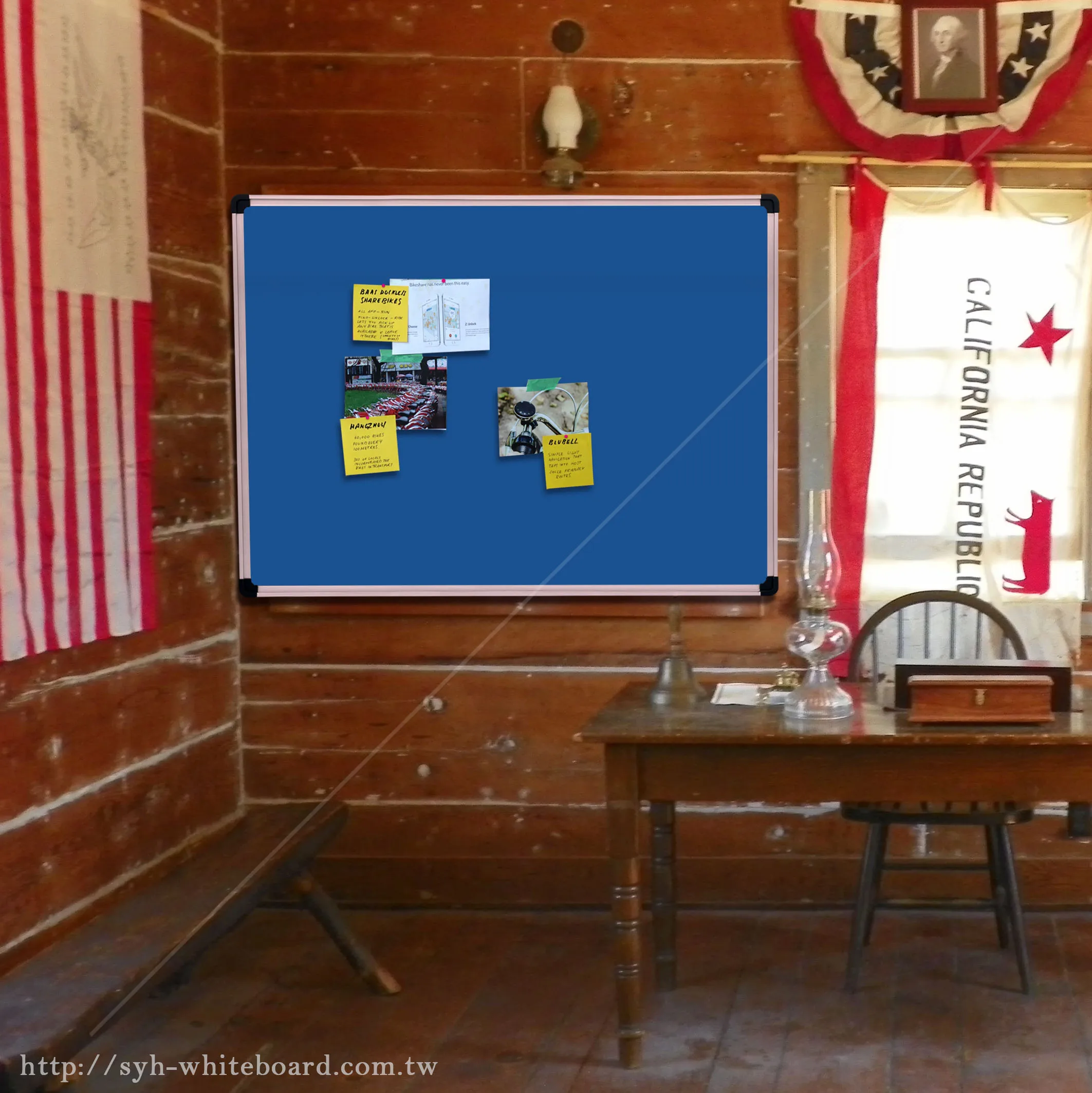 Blue fabric board bulletin notice board for office school