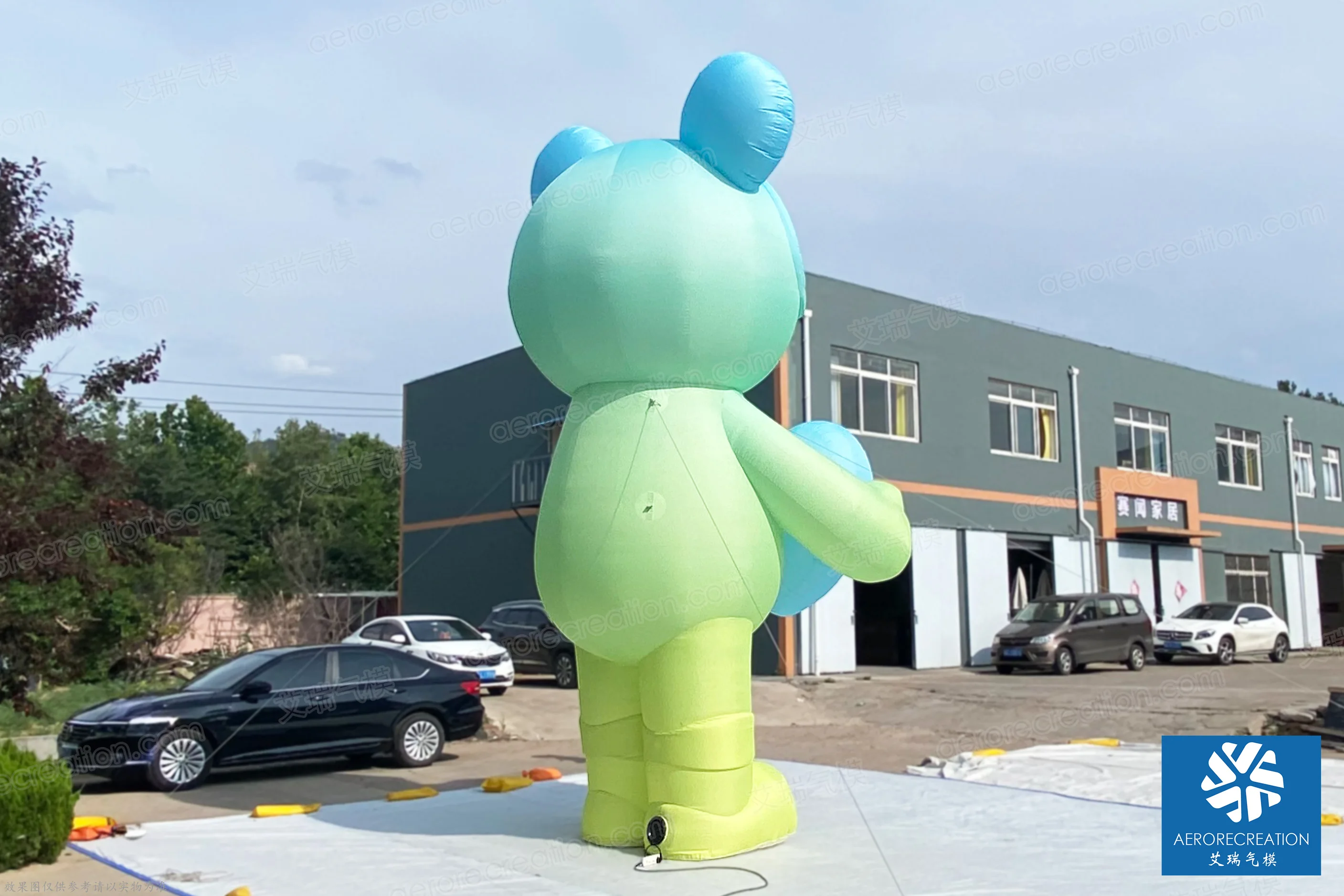 Aero Inflatable Decorative Silver Bear Custom Giant Interactive Inflatable Cartoon Bear for Promotion