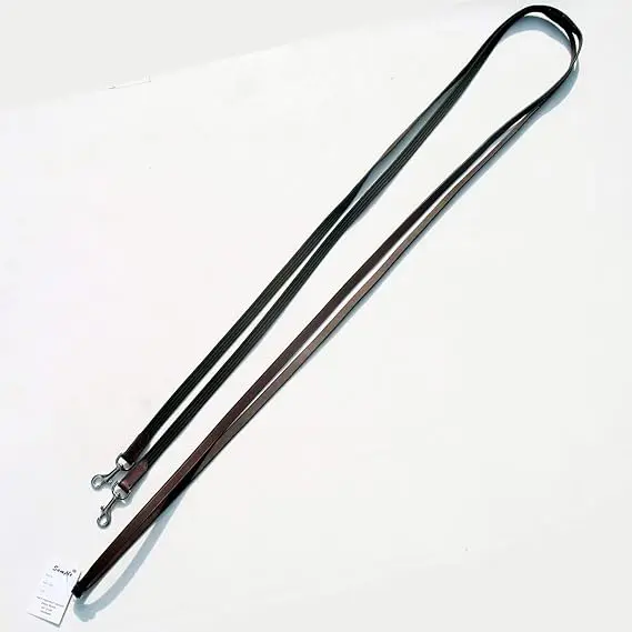 Web & Leather Draw Reins | Quick Snaps | Lunging Horse and Strength |Black, Havana Brown