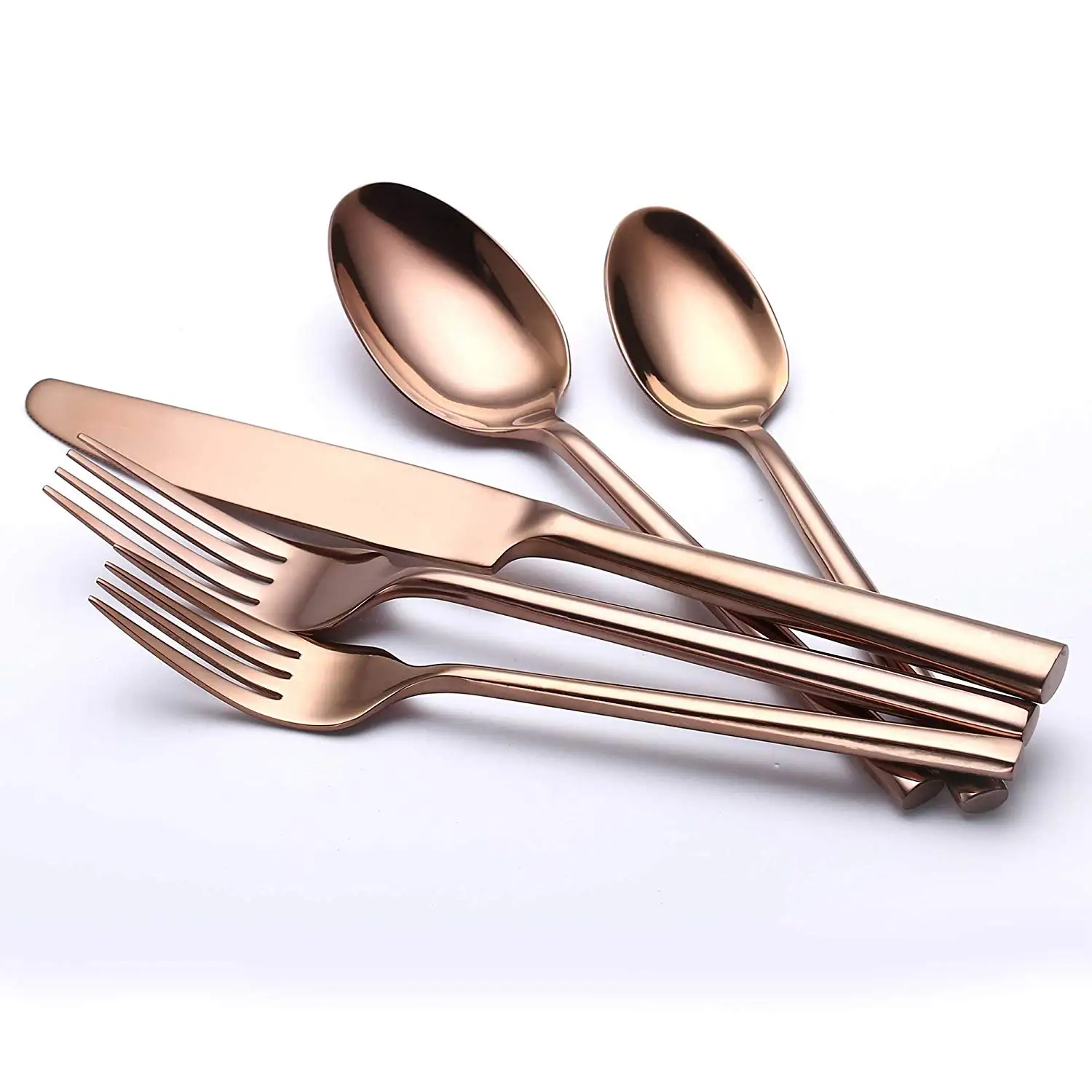 Amazon Top Trending Product glossy stainless steel cutlery set golden spoon fork knife metal flatware set