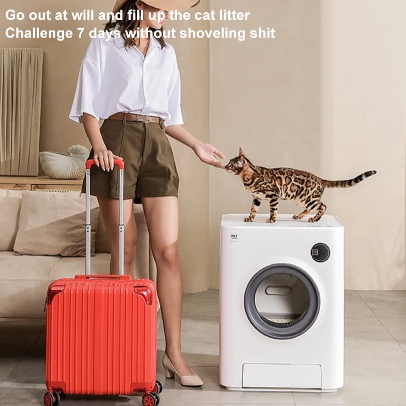 8L Capacity Intelligent Pet Cat Litter Box Automatic Self Cleaning Toilet for Cat Wifi Large Litter Box Detachable