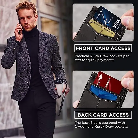 High Quality Bifold Leather Wallet RFID Blocking Feature Minimalist Purse Featuring Letter Decoration Mainly Made Polyester PC