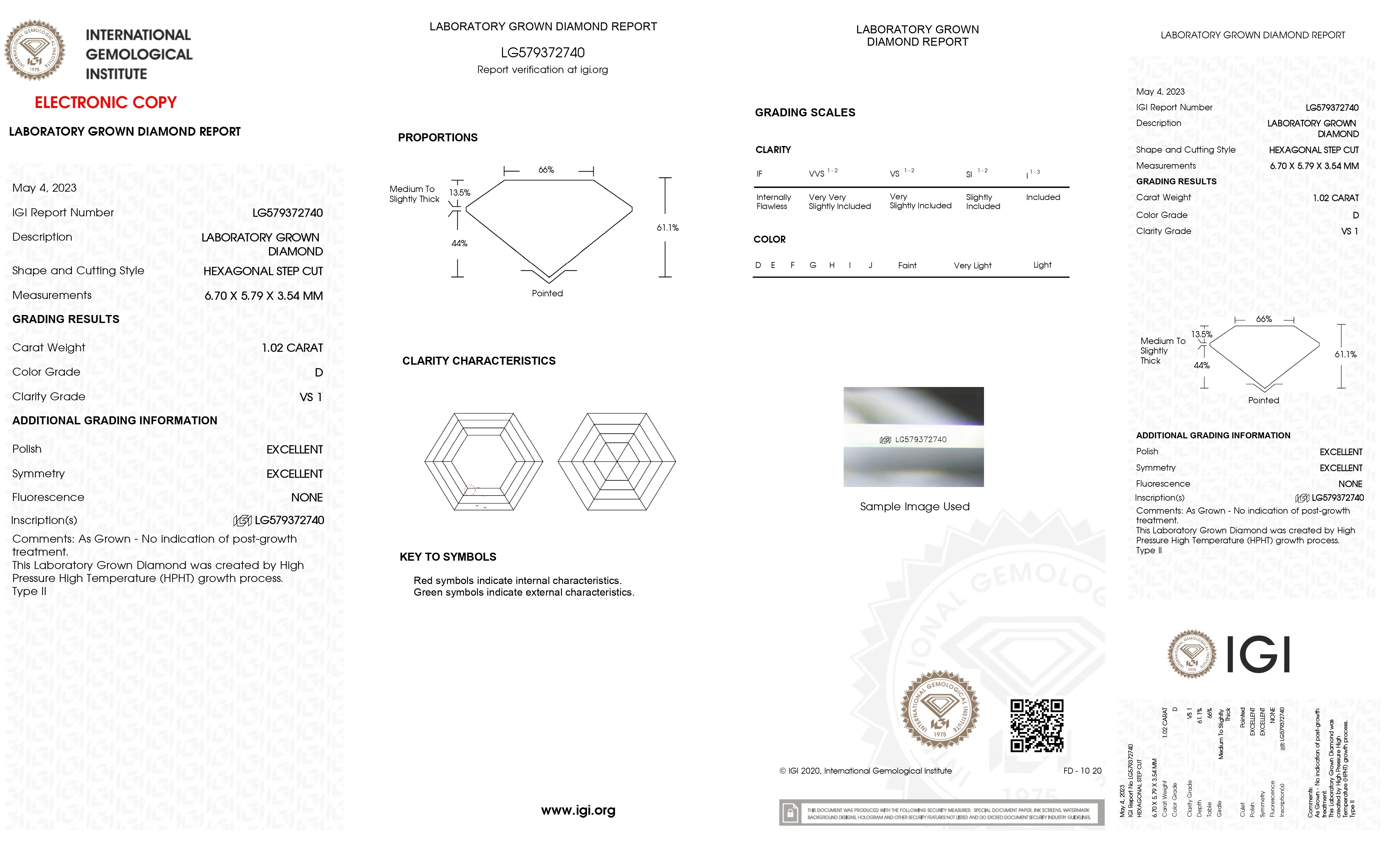 HEXAGONAL STEP CUT 1.02ct Diamond D Color VS1 Purity IGI Certified Lab Grown Diamond CVD 579372740