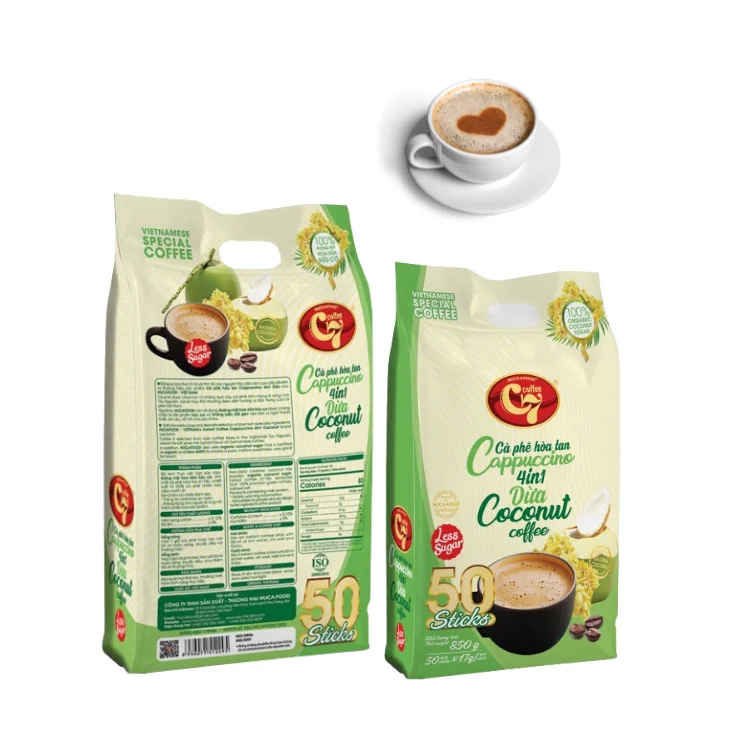 Instant Coffee Freeze Dried Cappuccino 4 In 1 Customized As Your Request Using With Hot Water Taste As Coconut Coffee